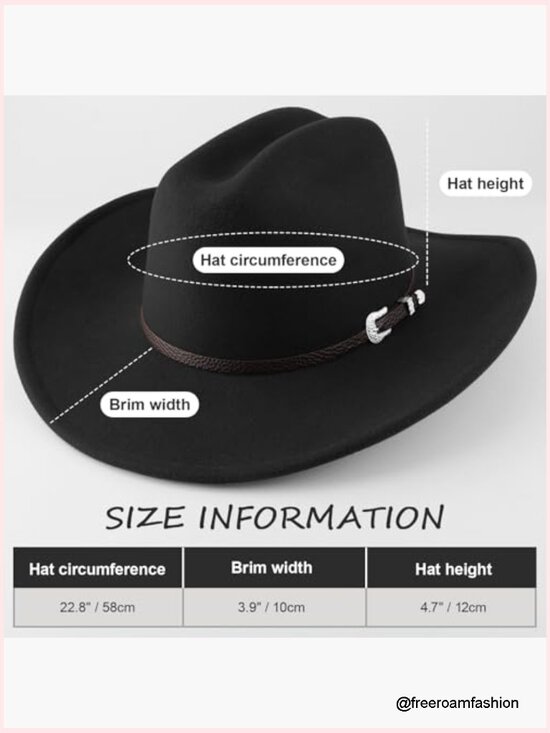 Classic Felt Western Cowboy Hat with Belt Buckle Retro Wide Brim Fedora main image 5